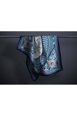Büyük Boy İpeksi Sura Rayon Eşarp Ottoman Serisi Indigo - 2
