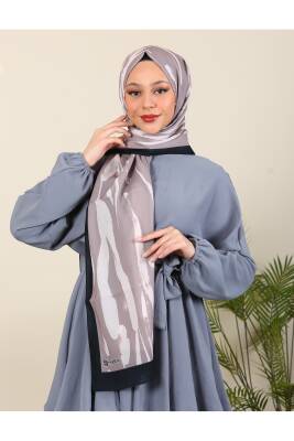 İthal Desenli Medine İpeği Şal Zebra Serisi Siyah Vizon - 4