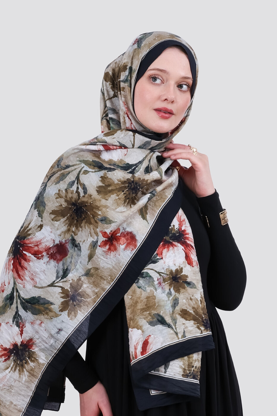 Lilya Olive Viskon Şal - 1